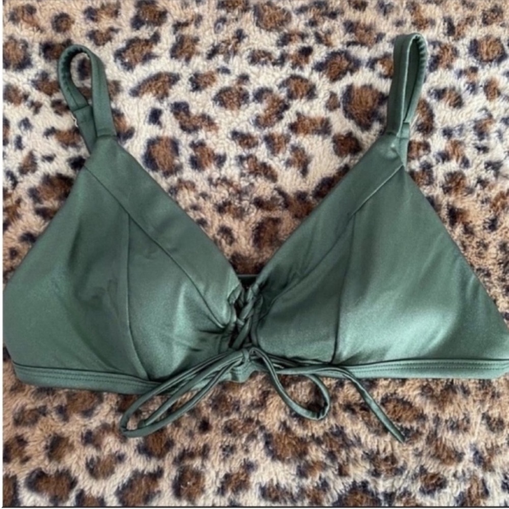 Women’s LA Hearts Olive Green Lace Up Bikini Top Size Large